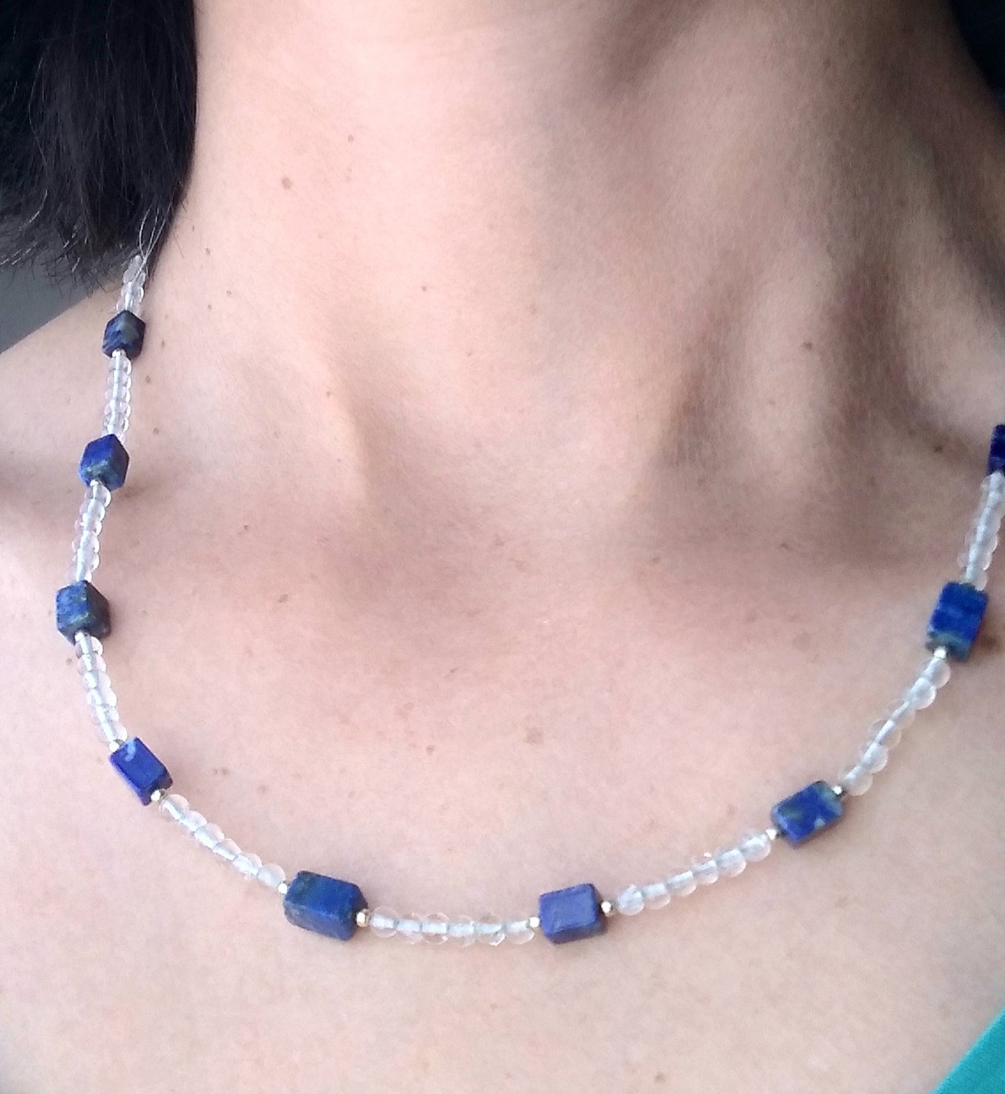 Collar lapislazuli con cuarzo cristal