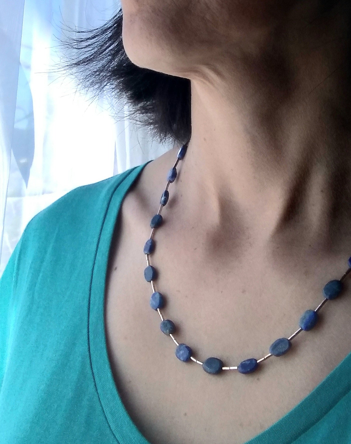 Collar lapislazuli piedra ovalada y plata