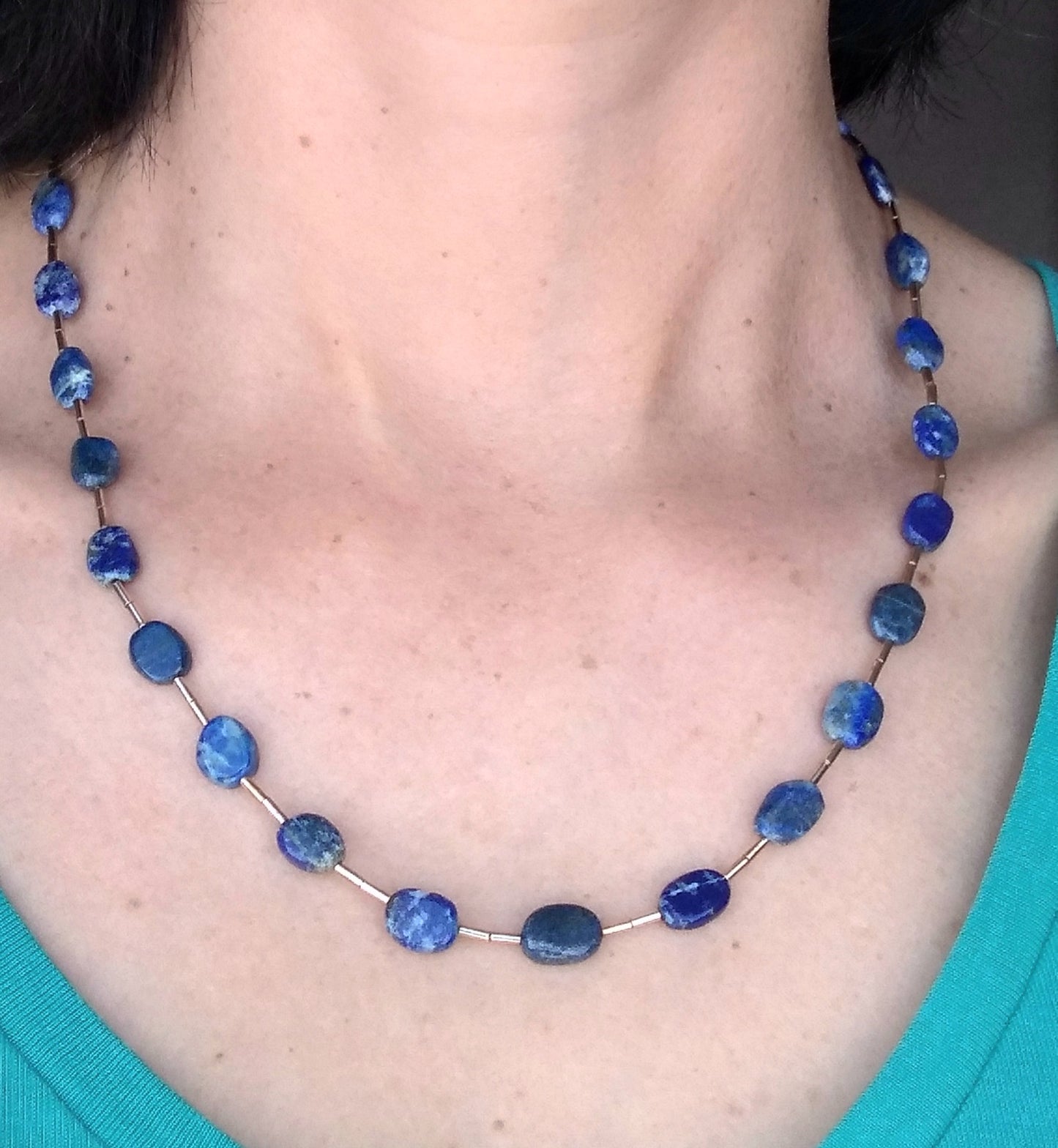 Collar lapislazuli piedra ovalada y plata