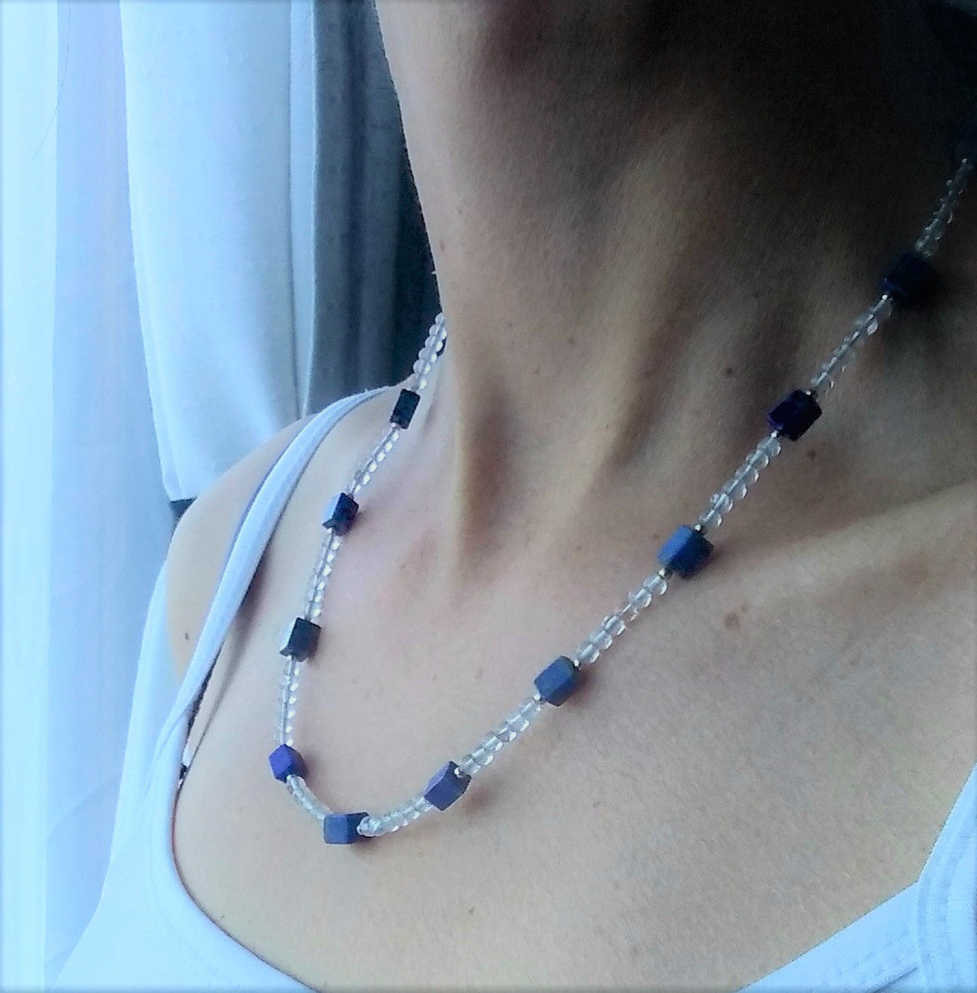 Collar lapislazuli con cuarzo cristal